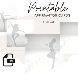 Tarjetas de Afirmación / Baraja / 2022 / Imprimible / Cuadrado / En blanco / Bricolaje / Danza / Meditación / Regalo / Vibraciones Positivas / Amor propio / Diario / Digital