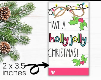 Holly Jolly Holiday Christmas Present Gift Tags, 2 x 3 Inches 100 Pack 4  Designs
