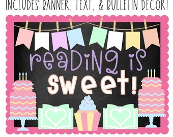 BULLETIN BOARD KIT- Reading is Sweet| Reading Pastels Theme | Classroom Décor | Bulletin Board | Reading Class Décor | Instant Download