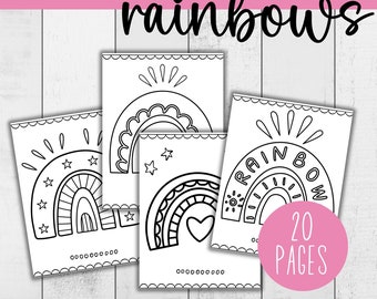 Coloring Pages Kit - Rainbow Fun | 20 Printable Rainbow Coloring Pages for Kids | Instant Download | Kids Coloring Pages | Rainbow Activity