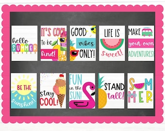 BULLETIN BOARD KITS - Cute Summer Posters | Classroom Décor | Bulletin Board Display | End of Year Classroom Décor