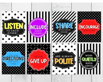 CLASSROOM DECOR - Classroom Rules & Expectations | Bold and Bright Theme | Classroom Management | Classroom Expectation | Instant Download