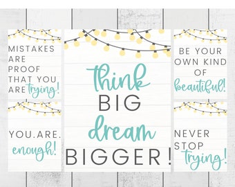 CLASSROOM DECOR | Growth Mindset Motivational Posters | Farmhouse Lights Theme | Classroom Posters | Character Education | Bulletin Board