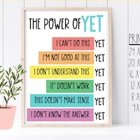The Power of yet Growth Mindset Bulletin Board | Digital Download ...