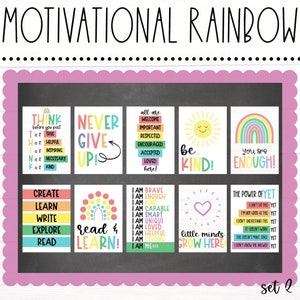 BULLETIN BOARD KITS - Motivational Rainbow Posters | Classroom Décor | Positive Classroom Community | Motivational Therapy | Growth Mindset