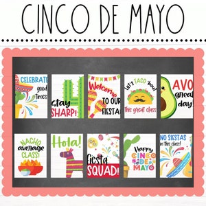 KITS DE TABLERO DE BOLETÍN - Lindos carteles del Cinco de Mayo / Decoración del aula / Exhibición del tablón de anuncios / Decoración de primavera del Cinco de Mayo