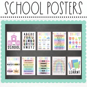 BULLETIN BOARD KITS - Rainbow Back to School Classroom Posters | Classroom Décor | 1st Day of School| Bulletin Board Ideas |Digital Download
