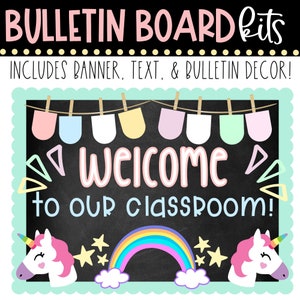 BULLETIN BOARD KIT- Welcome to our Classroom | Magical Theme | Classroom Décor | Bulletin Board | Unicorn Class Décor | Instant Download