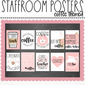 BULLETIN BOARD KITS - Coffee Inspired Staffroom Posters | Teachers Lounge Décor | Educational | Bulletin Board Ideas | Digital Download
