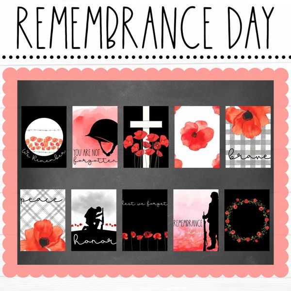 BULLETIN BOARD KITS - Remembrance Day Classroom Posters | Veteran's Day | Memorial Day | Classroom Décor | Educational | Digital Download