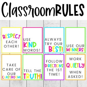 CLASSROOM DECOR - Classroom Rules & Expectations | NEONS Theme | Classroom Management | Class Expectations | Teacher Resources