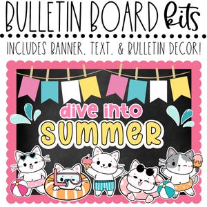 BULLETIN BOARD KIT - Dive Into Summer | End of School Year | June Décor | Classroom Display | Classroom Summer Decor | Summer