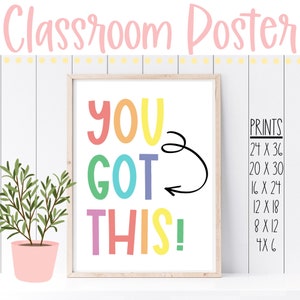 Classroom Poster | You Got This | Positive Affirmations | Class Décor | Education | Growth Mindset | Motivational Poster | Therapy