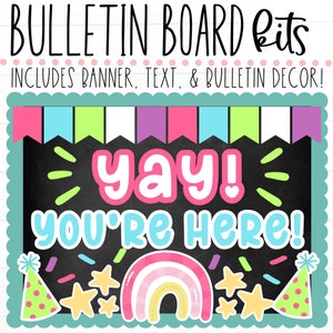 KIT DE TABLÓN DE ANUNCIOS - Yay You're Here / Decoración para el aula de regreso a clases / Exhibición en el tablón de anuncios / Mentalidad positiva / Descarga digital