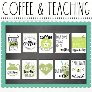 BULLETIN BOARD KITS - Coffee Inspired Staffroom Posters | Teachers Lounge Décor | Educational | Bulletin Board Ideas | Digital Download