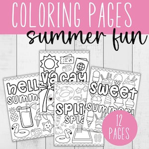Kit de Páginas para Colorir - Diversão de Verão | 12 Páginas para Colorir de Verão para Imprimir para Crianças | Download Instantâneo | Páginas para Colorir para Crianças | Atividade de Verão