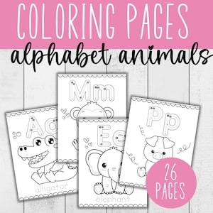 Kit de páginas para colorear - Animales del alfabeto / 26 páginas para colorear de animales de la A a la Z para niños / Descarga instantánea / Páginas para colorear para niños / Animales