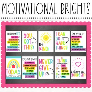 KITS DE PAINÉIS DE AVISOS - Cartazes Motivacionais Brilhantes | Decoração de Sala de Aula | Comunidade Positiva em Sala de Aula | Terapia Motivacional | Mentalidade de Crescimento
