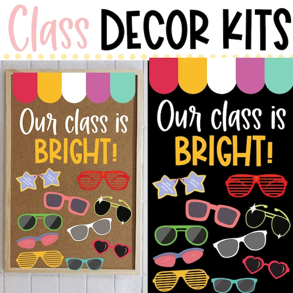 KIT DE DÉCORATION POUR LA CLASSE - Notre classe est lumineuse | Fin d'année scolaire | Porte de la classe | Tableau d'affichage | Décoration de classe d'été | Téléchargement instantané