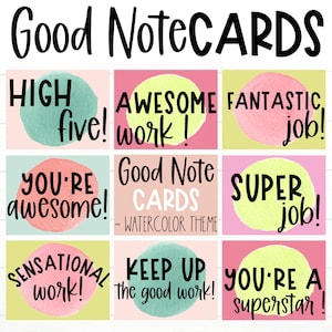 GESTÃO DE SALA DE AULA | Cartões de Agradecimento aos Alunos | Notas de Bom Trabalho | TEMA Aquarela | Cartões Motivacionais | Aprendizagem Positiva