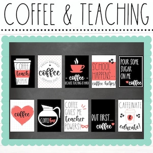BULLETIN BOARD KITS - Kaffee inspirierte Staffroom Poster | Lehrer Lounge Dekor | Lernmittel | Bulletin Board Ideen | Digitaler Download