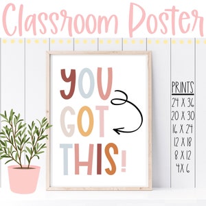 Classroom Poster | You Got This | Positive Affirmations | Class Décor | Education | Growth Mindset | Motivational Poster | Therapy