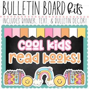 BULLETIN BOARD KIT - Livres cool pour les enfants | Décoration de bibliothèque | Thème de lecture | Décoration de salle de classe | Tableau d'affichage de la bibliothèque | Téléchargement instantané