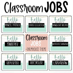 CLASSROOM MANAGEMENT - Classroom Student Jobs | Farmhouse Lights Theme | Class Jobs | Teacher Management | Class Decor | Positive Learning