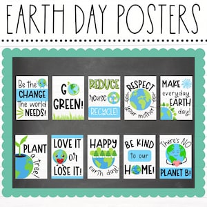 BULLETIN BOARD KITS - Cute Earth Day Posters | Classroom Décor | Bulletin Board Display | Earth Day Décor