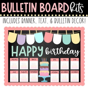 BULLETIN BOARD KIT - Alles Gute zum Geburtstag Display | Positive Klassenzimmer Gemeinschaft | Klasse Dekor-Ideen | Helle Pastelle | Sofort Download
