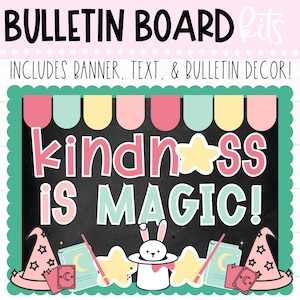 KIT DE TABLÓN DE ANUNCIOS - La amabilidad es mágica / Comunidad positiva en el aula / Decoración luminosa para el aula / Tablón de anuncios de amabilidad / Descarga instantánea