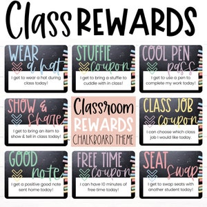 CLASSROOM MANAGEMENT | Classroom Reward Coupons | Chalkboard Theme | Student Reward Cards | Student Coupons | Positive Good Behavior
