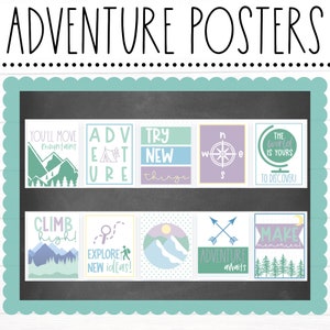 BULLETIN BOARD KITS - Mountain Adventure Classroom Posters | Motivational Classroom Décor | Educational | Bulletin Board |Digital Download