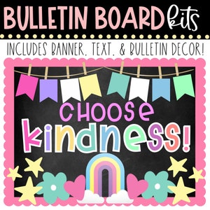 KIT DE TABLÓN DE ANUNCIOS - Elige la Amabilidad / Brillantes / Comunidad Positiva en el Aula / Decoración del Aula / Tablón de Anuncios de Amabilidad / Descarga Instantánea