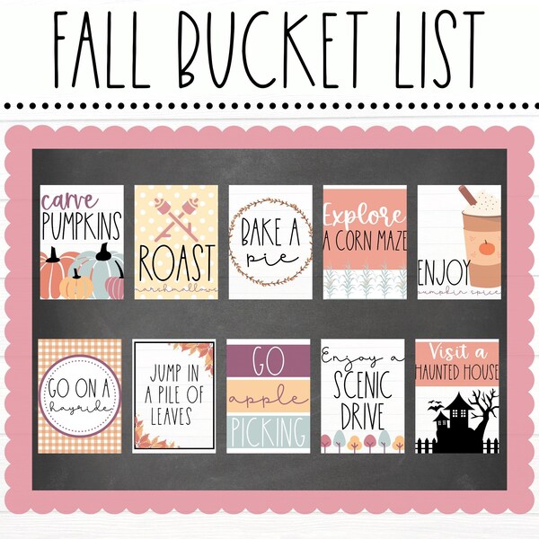 BULLETIN BOARD KITS - Fall Autumn Bucket List Classroom Posters | Class Décor | Educational | Bulletin Board Ideas | Digital Download
