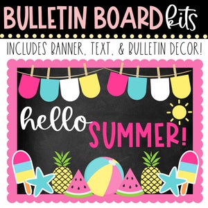BULLETIN BOARD KIT - Hello Summer | End of School Year | June Décor | Classroom Display | Classroom Summer Décor | Classroom Décor