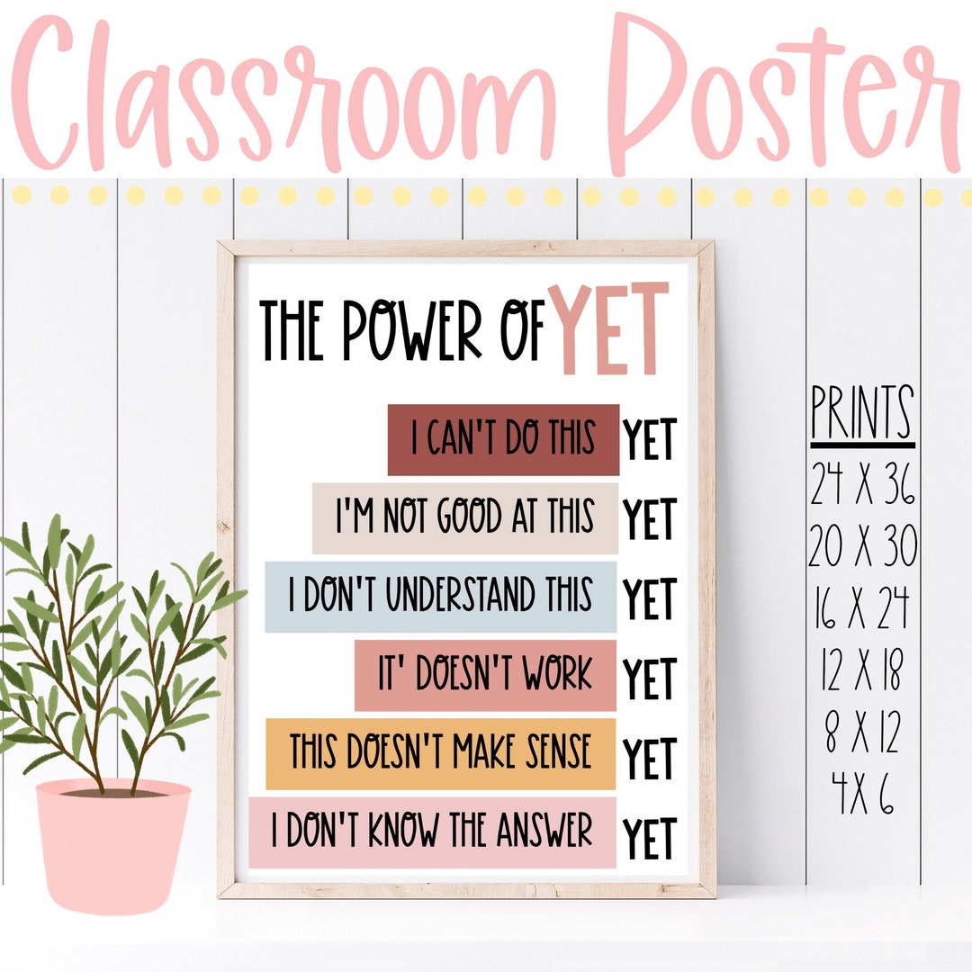 Classroom Poster | Power of yet | Positive Affirmations | Class Décor ...