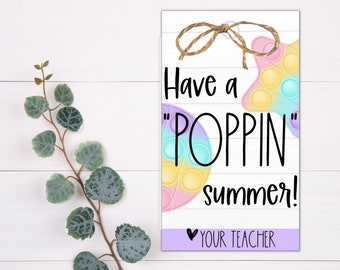 STUDENTEN GESCHENKANHÄNGER - Have a Poppin Summer| Geschenk zum Jahresende | Printable Tag | Schüler Wertschätzung | Vielen Dank für Studenten