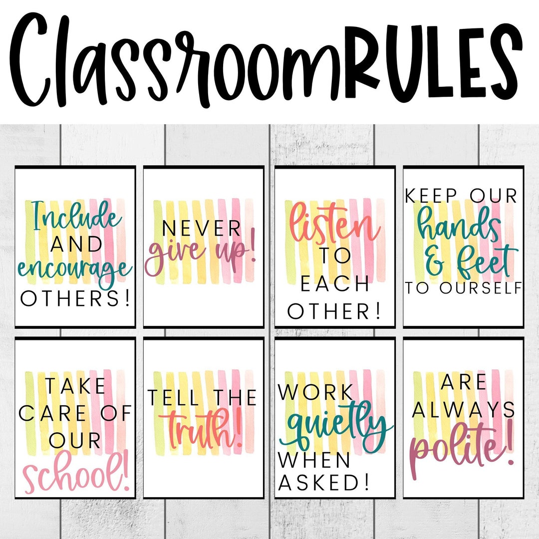CLASSROOM DECOR - Classroom Rules & Expectations | WATERCOLOR Theme ...