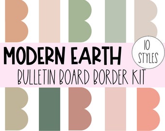 BULLETIN BOARD BORDERS - Modern Earth Collection | Class Bulletin Décor | Bulletin Display | Bulletin Border Trim | Instant Download