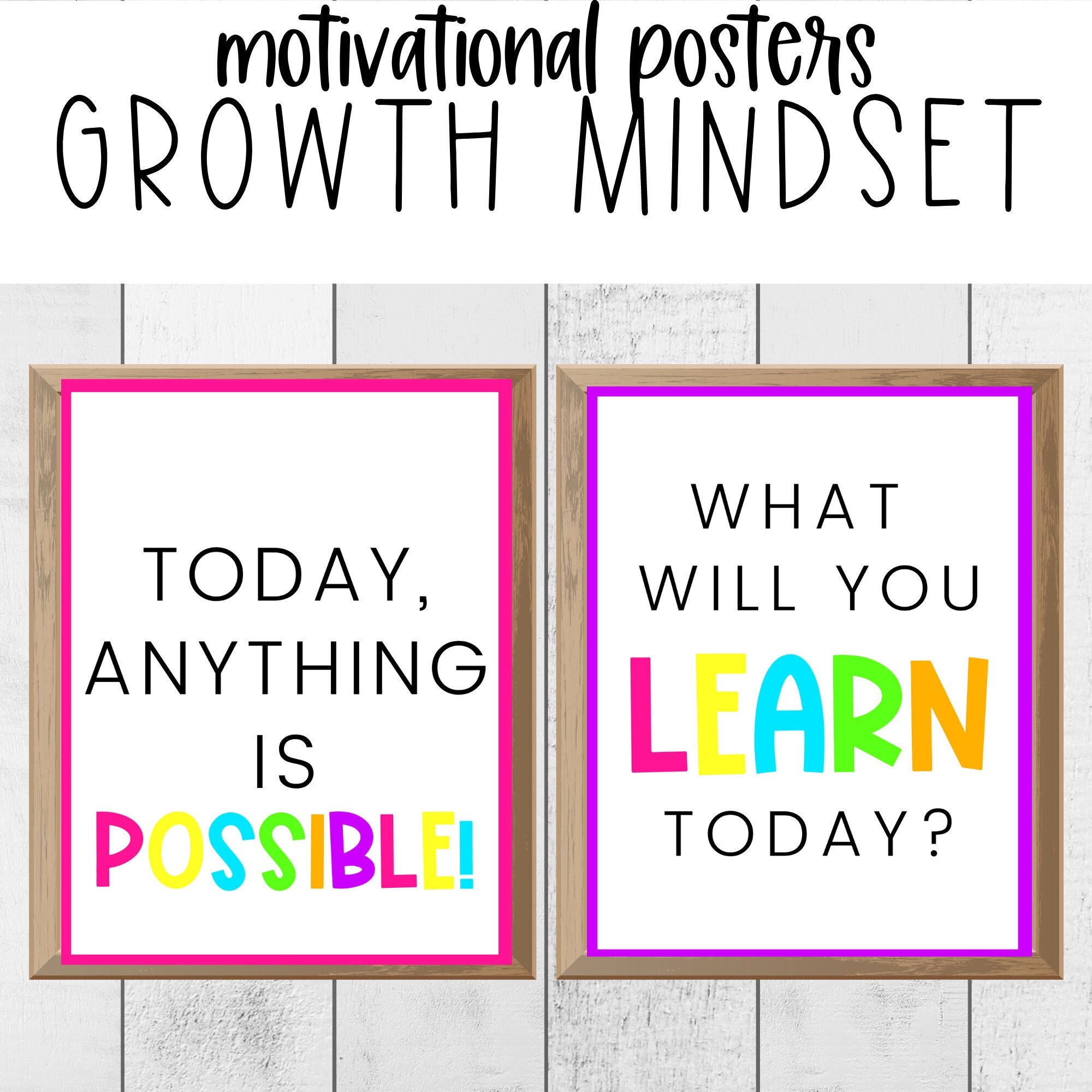 CLASSROOM DECOR | Growth Mindset Motivational Posters | NEONS Theme ...