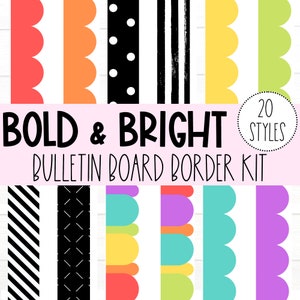 BULLETIN BOARD BORDERS - Bold & Bright Collection | Classroom Bulletin Décor | Bulletin Display | Bulletin Border Trim | Instant Download