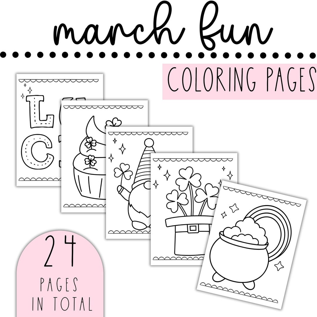 Coloring Pages Kit - March Fun | Printable St. Patrick's Day Holiday ...
