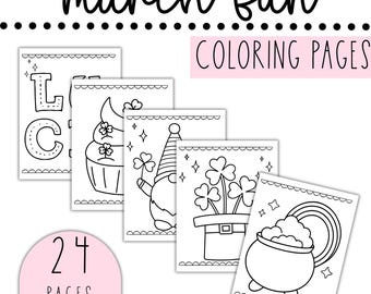 Coloring Pages Kit - March Fun | Printable St. Patrick's Day Holiday Coloring Pages for Kids | Instant Download | Kids Coloring Page