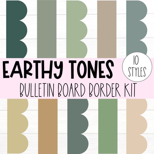 BULLETIN BOARD BORDERS - Earthy Tones Collection | Class Bulletin Décor | Bulletin Display | Bulletin Border Trim | Instant Download