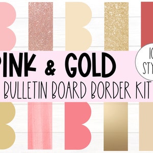 BULLETIN BOARD BORDERS - Pink & Gold Collection | Rose Gold Class Bulletin Décor | Bulletin Display | Bulletin Border Trim |Instant Download