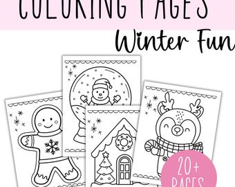 Coloring Pages Kit - Winter Fun | Printable Winter Season Coloring Pages for Kids | Instant Download | Kids Coloring Page Activity | Winter