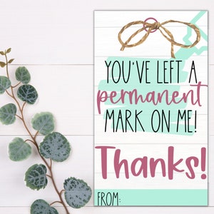 CADEAUBONNEN VOOR LERAAR: je hebt een blijvend stempel op mij gedrukt | Lerarentag | Afdrukbaar cadeaukaartje | Waardering door leraar | Personeelscadeau
