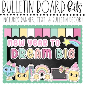 BULLETIN BOARD KIT- New Year to Dream Big | Back to School | Classroom Décor | Bulletin Board | 1st Day Class Décor | Instant Download