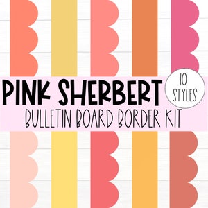 BULLETIN BOARD BORDERS - Pink Sherbert Collection | Class Bulletin Décor | Bulletin Display | Bulletin Border Trim | Instant Download